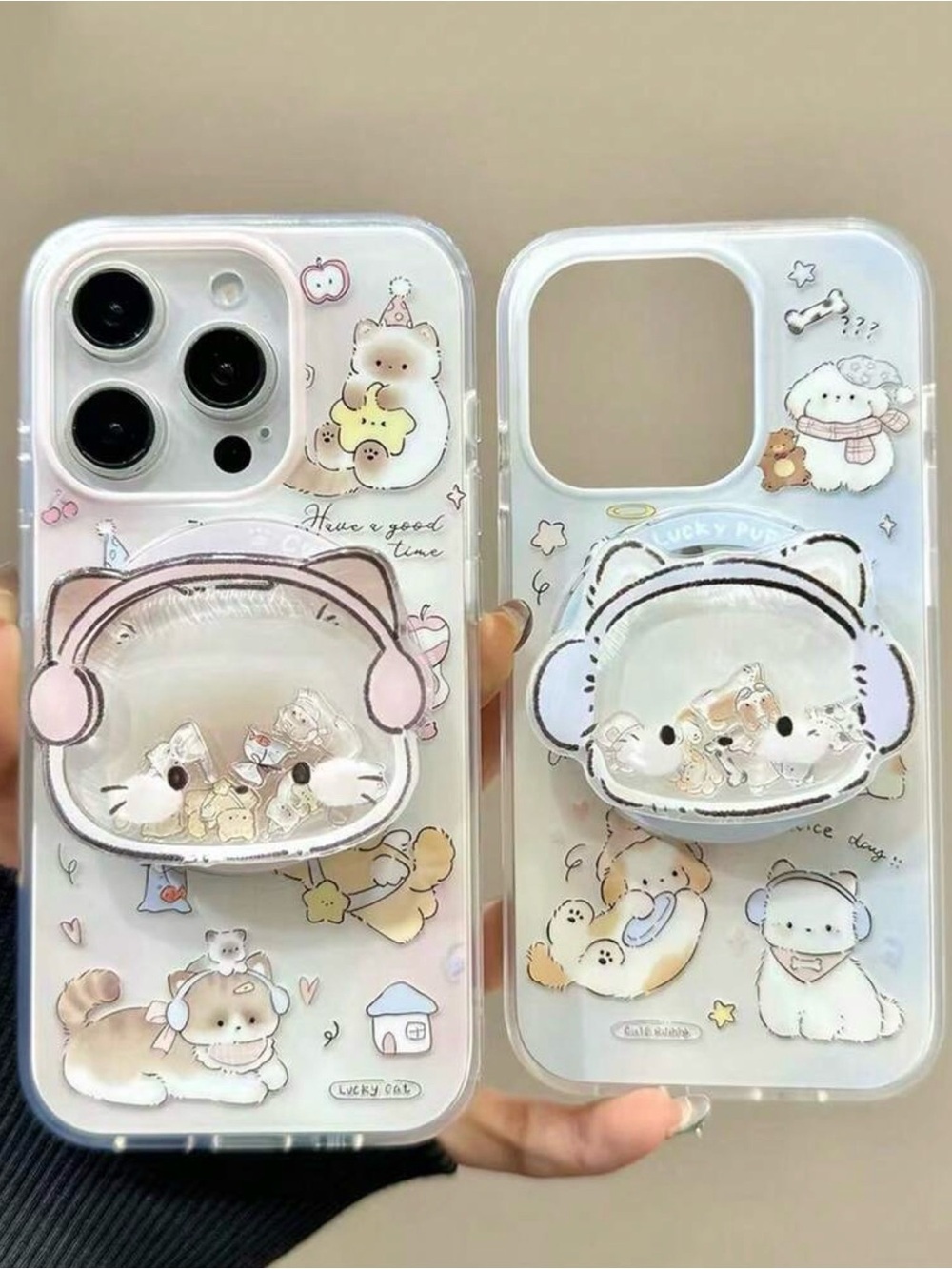 🐱Pink Cat Quicksand Style Rotatable Popsocket🐱 - Picture 2 of 5
